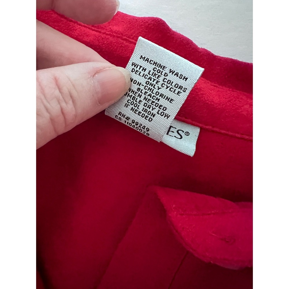 NWT Catherines Red Velour Shirt 5X Plus Red Long Sleeve Button Up Office Career - Picture 8 of 10